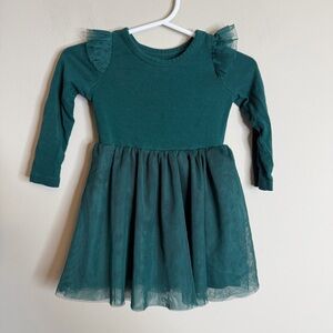 Little Sleepies Emerald Teal Dress with Ruffle & Tulle Accents 6-12 Months